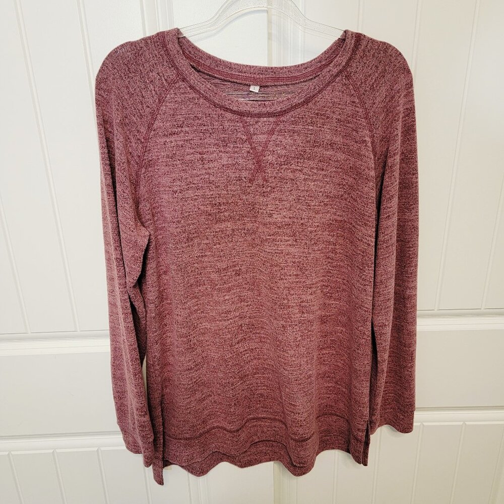Aokosor Womens Size Large Long Sleeve Tunic Sweater Shirt Soft Wine Red EUC